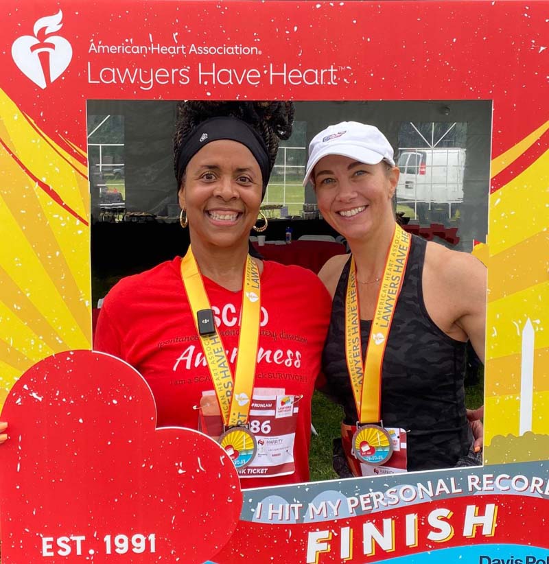 Donnese Tyler (left) and Tosha Luchtefeld at the American Heart Association Lawyers Have Heart run and walk event in Washington, D.C. (Photo courtesy of Donnese Tyler)