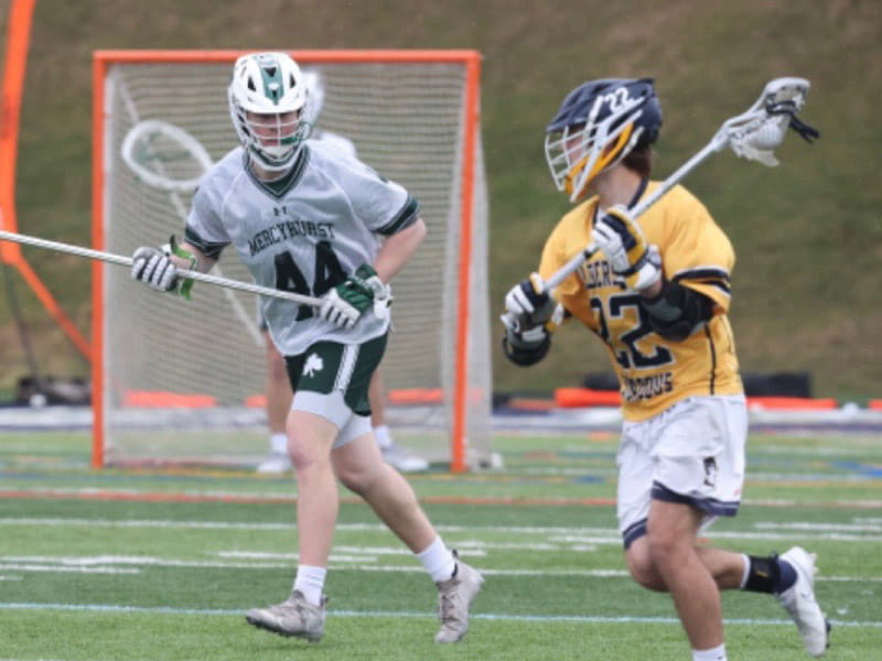 Heart transplant recipient Ryan Scoble playing in a lacrosse game for Mercyhurst University. (Photo courtesy of the Scoble family)