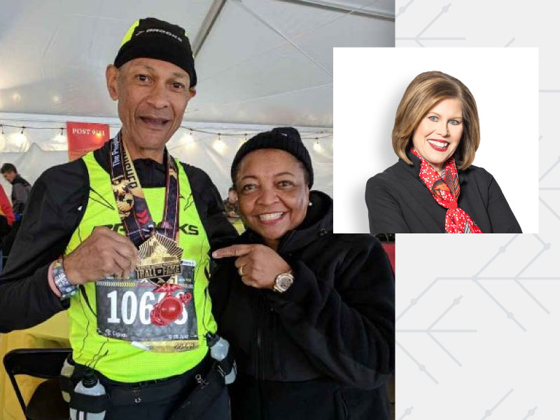 George Banker (left) and his wife, Bernadette, at the 2018 Marine Corps Marathon. (Photo courtesy of George Banker)