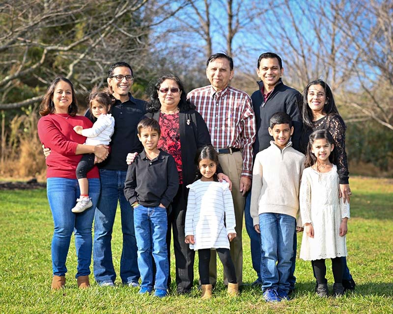 Dr. Kevin Sheth (second from left), with his wife and kids, his parents, his brother and brother’s family. (Photo courtesy of Dr. Kevin Sheth)