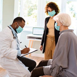patient, caregiver, and doctor