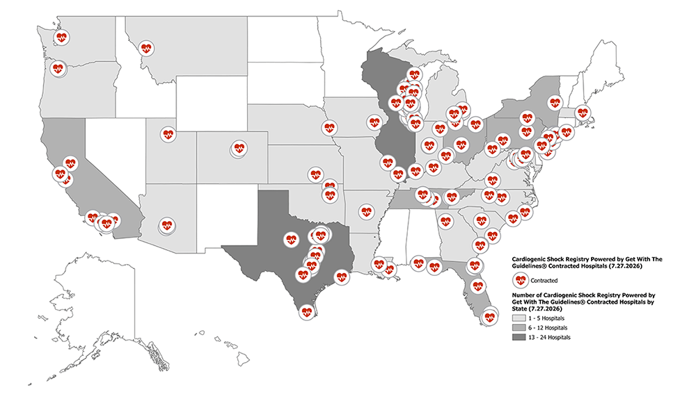 Cardiogenic Shock Registry Participating Sites Map