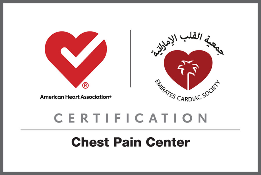American Heart Association | Emirates Cardiac Society | Chest Pain Center Certification logos