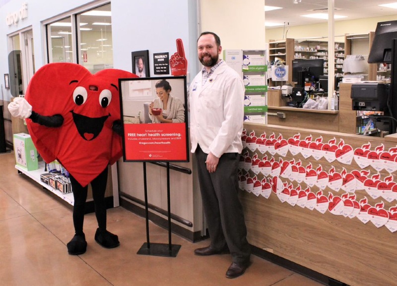 Heart man visiting Kroger pharmacy