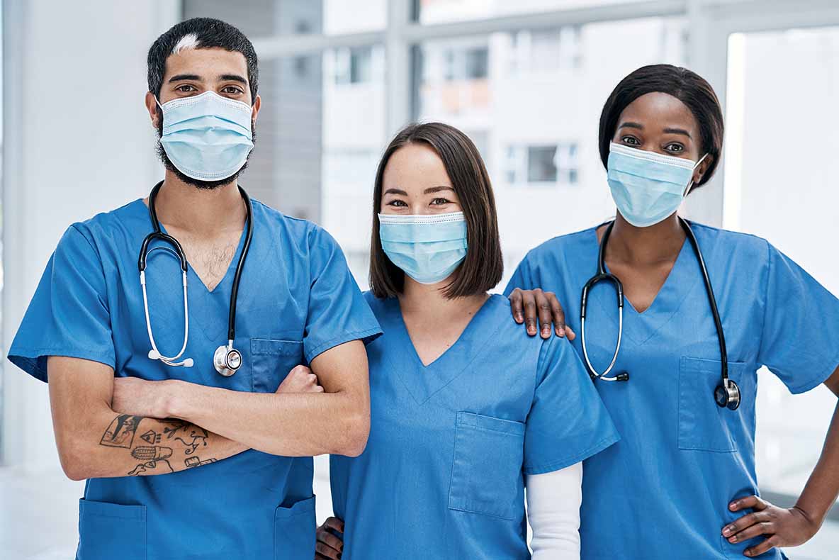 Masked Medical Professionals standing together