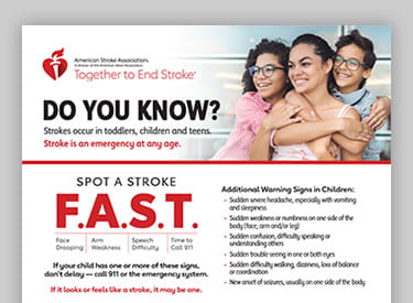 cropped pediatric stroke infographic on a grey background