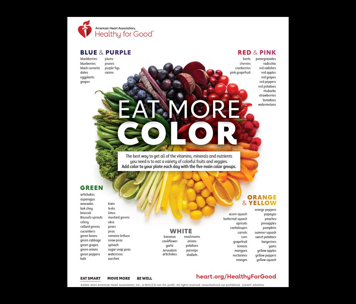 Rainbow Charcuterie Board: Eat More Color Infographic | American Heart Association