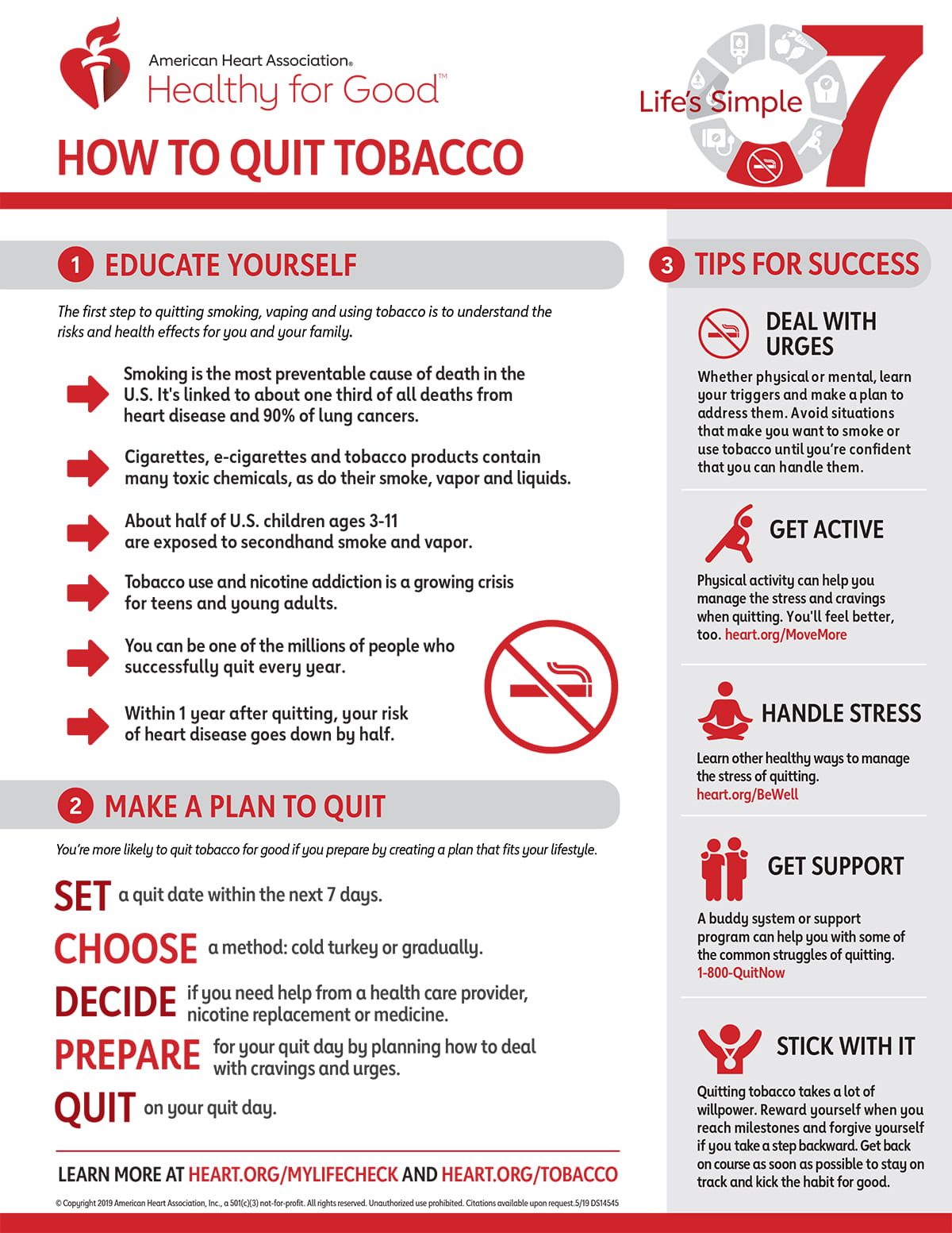 Life's Simple 7 Quit Smoking Infographic - American Heart Association