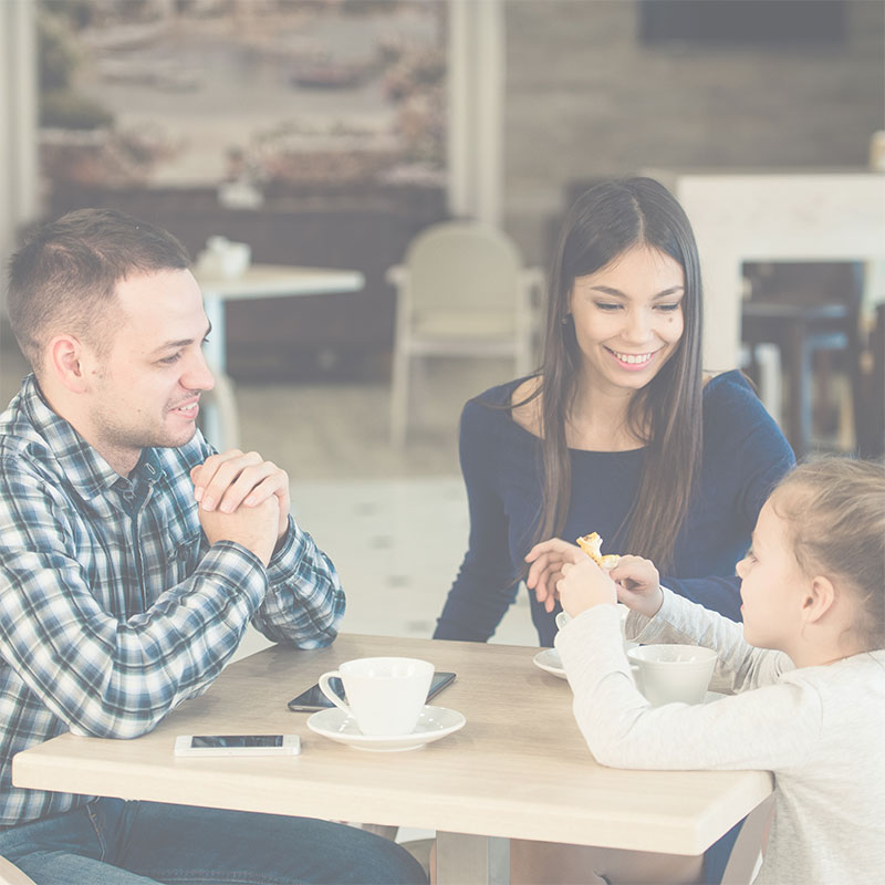Hispanic family at a coffee shop