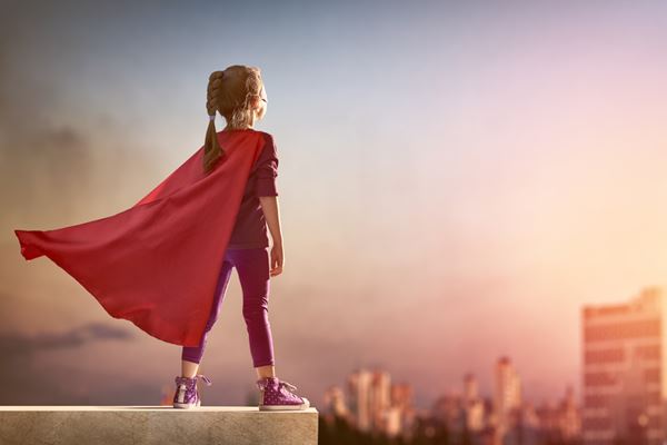 girl in red hero cape