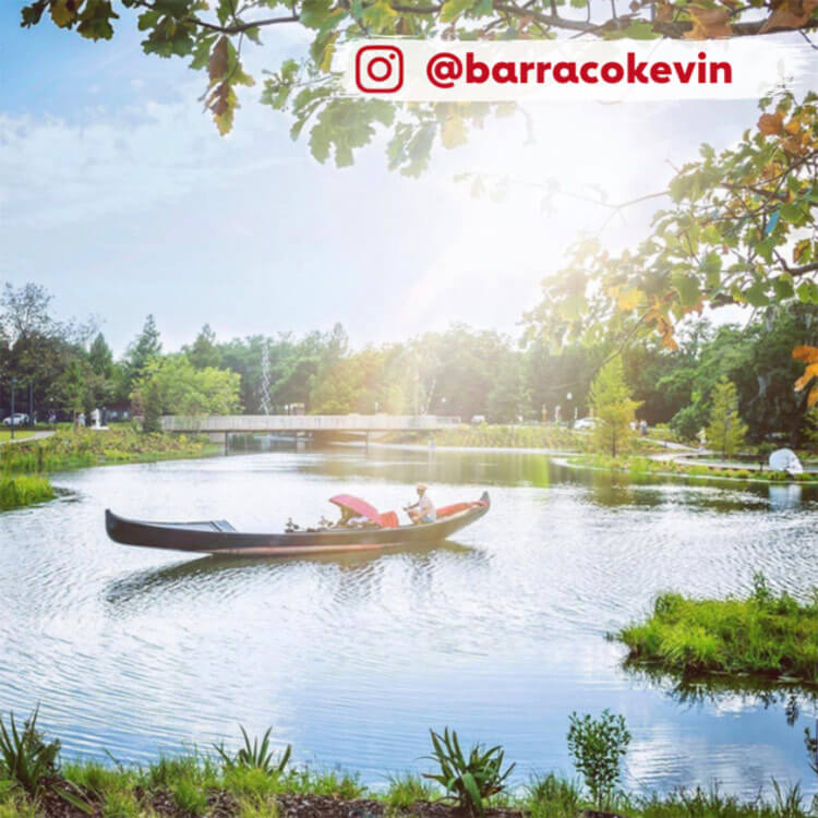 kayak on a lake with sunbeam