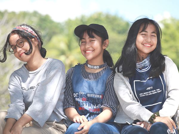 girls smiling