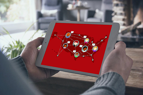 map graphic on tablet