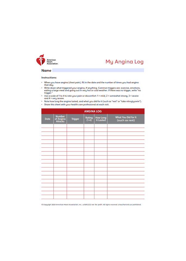 Angina Log PDF Image