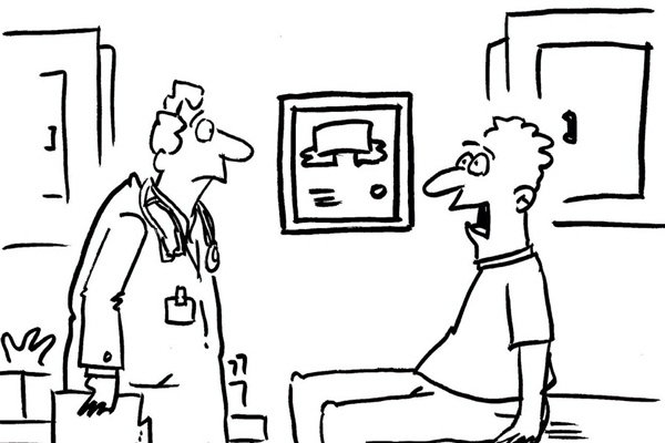Man speaking to doctor