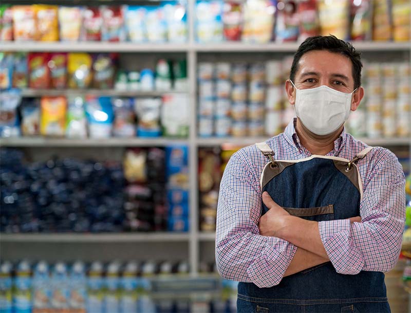 Man working in grocery store