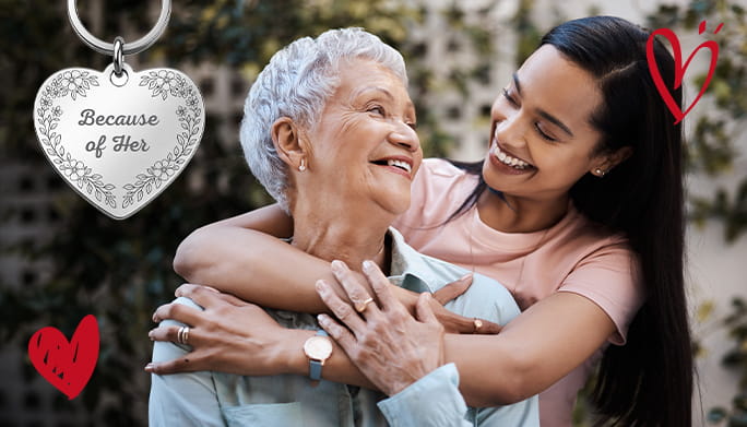 Mother and Daughter hugging and smiling