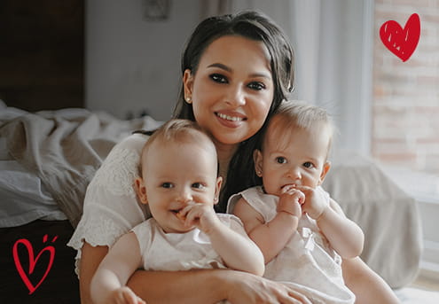 Mother with her two children