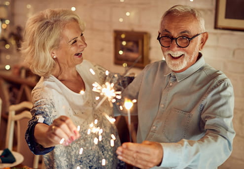Husband and wife celebrating New Years Eve