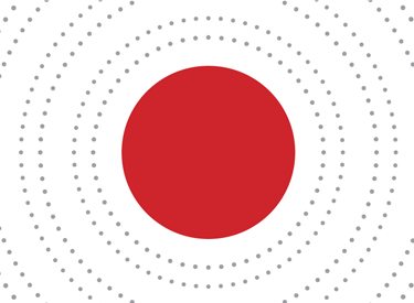 A large red dot surrounded by grey dotted linear concentric circles