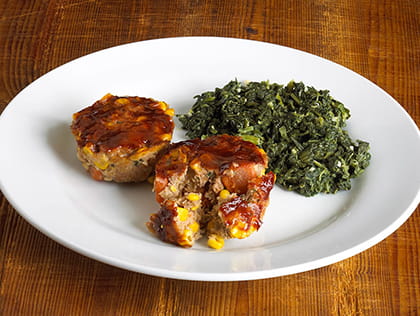 Mini Meatloaves with Low-Fat Creamed Spinach Recipe