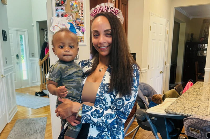 Erin Vickers with her son at her birthday 