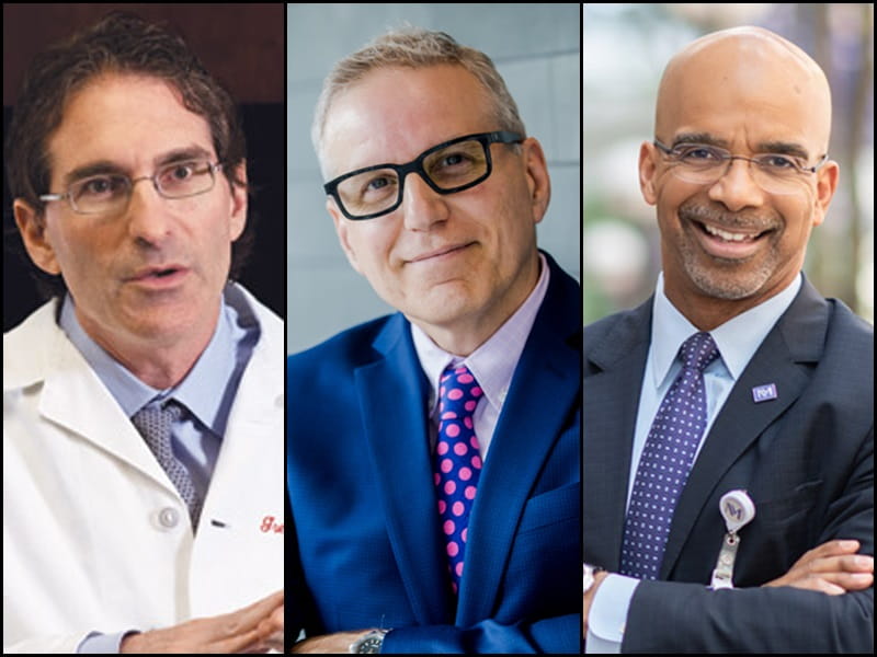 From left, Drs. Gregg Fonarow, Lee Schwamm and Clyde Yancy are recipients of American Heart Association Gold Heart awards for their role in developing and supporting the AHA’s Get With The Guidelines hospital quality improvement program. (Photos courtesy of Drs. Fonarow, Schwamm and Yancy)