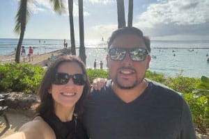 Gigi Campos posing at beach