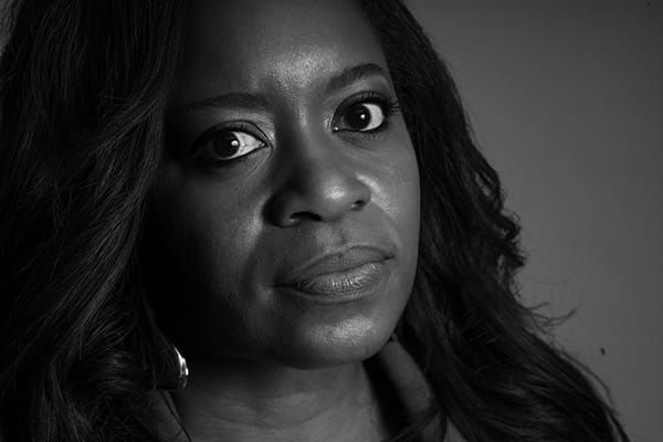 Philicia Baugh black and white portrait