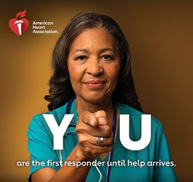 Healthcare provider pointing at the viewer. Text: 