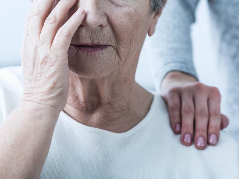 Older woman in distress.
