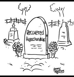 Tombstone stating Recovered Hypochondriac