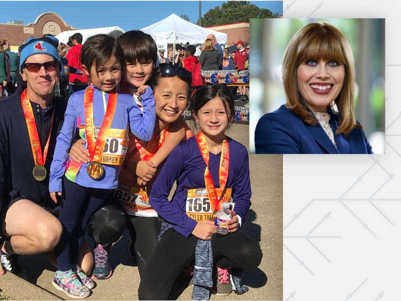 Dr. Li-Yu Mitchell and family; American Heart Association CEO Nancy Brown.