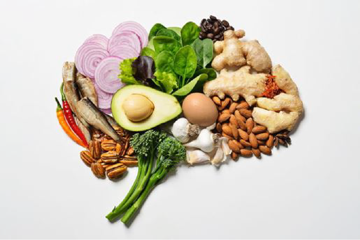 Healthy Brain Brain outlined by vegetables