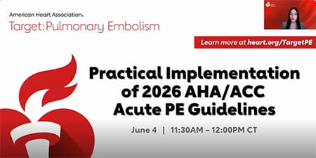 Title slide for Session #2 - Practical Implementation of 2026 AHA/ACC Acute PE Guidelines