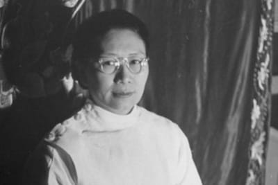 A black-and-white portrait of Margaret Chung.