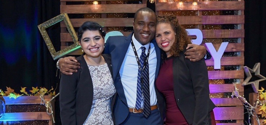 From left, urban business storytelling competition winners Maria Rose Belding, Cecil Wilson and Nyasha Nyamapfene at the awards ceremony in Washington, D.C., last October.