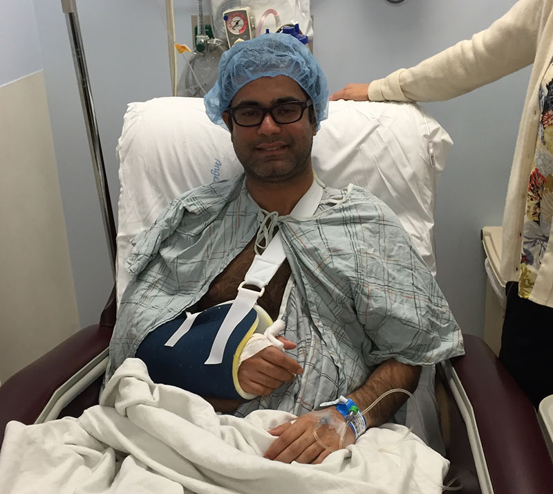 Dr. Satjit Bhusri developed a blood clot in his wrist that led to paralysis of his right hand. (Photo courtesy of Dr. Satjit Bhusri)